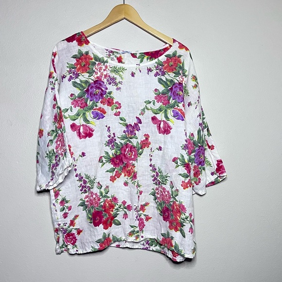 MODAMALFI Floral Linen Top - Picture 6 of 12